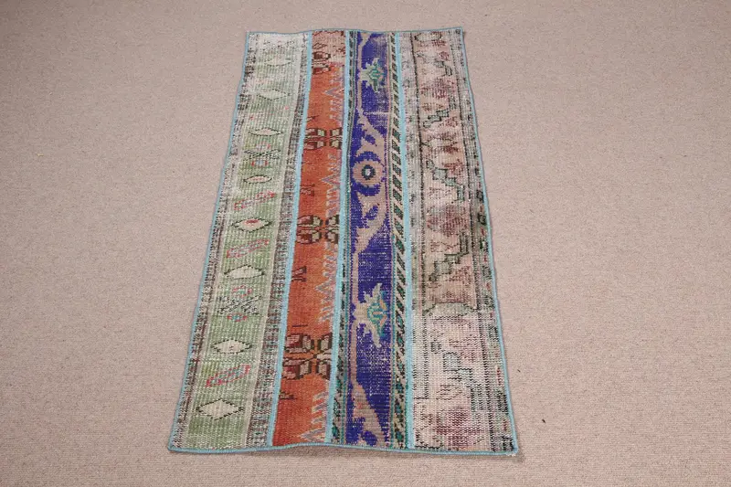 Elegante alfombra persa verde y azul, decoración elegante de 2x4 pies