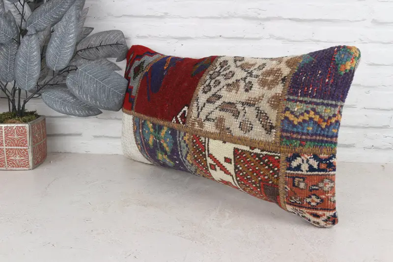Vintage Pillow, Turkish Pillow, 12x24 Red Pillow Sham, Pillow for Couch, Vintage Kilim Throw Pillow, Cushion Case, Traditional Pillow Cover - 5