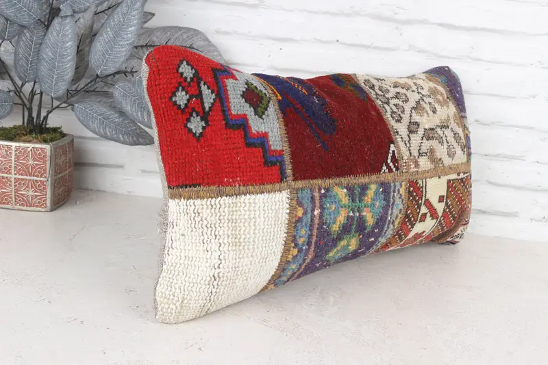 Vintage Pillow, Turkish Pillow, 12x24 Red Pillow Sham, Pillow for Couch, Vintage Kilim Throw Pillow, Cushion Case, Traditional Pillow Cover - 4