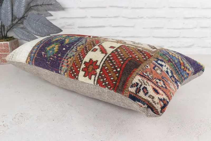 Vintage Pillow, Turkish Pillow, 12x24 Red Pillow Sham, Pillow for Couch, Vintage Kilim Throw Pillow, Cushion Case, Traditional Pillow Cover - 7