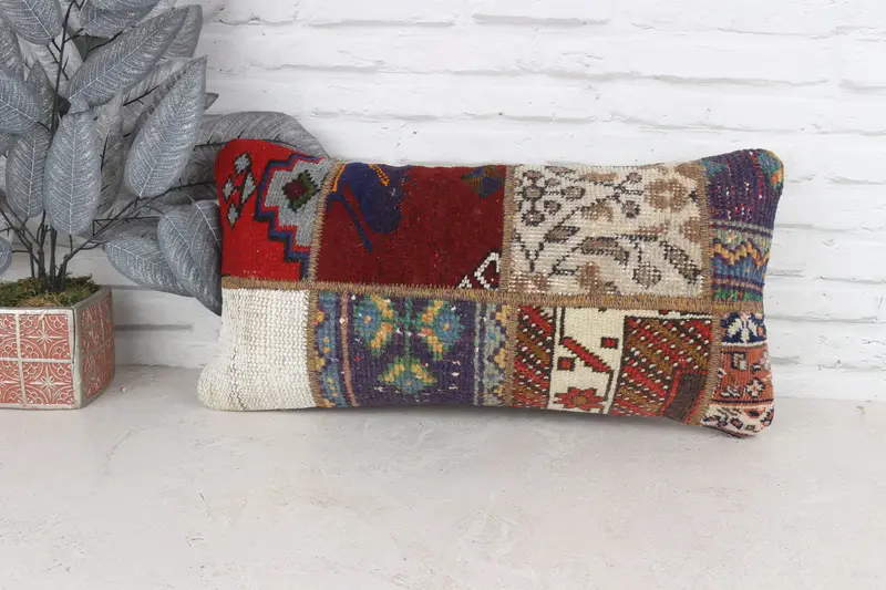 Vintage Pillow, Turkish Pillow, 12x24 Red Pillow Sham, Pillow for Couch, Vintage Kilim Throw Pillow, Cushion Case, Traditional Pillow Cover - 1