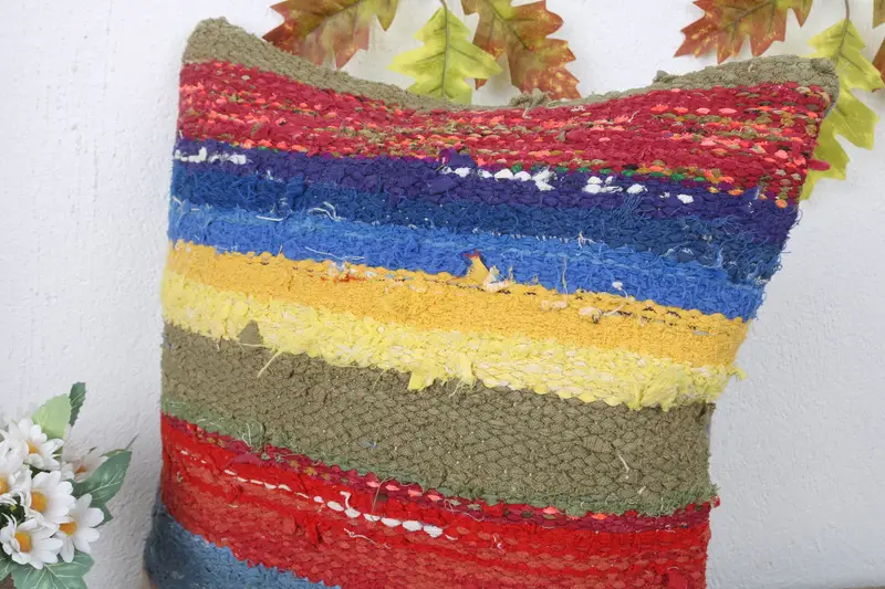 Boho Pillow Sham Cover, 16x16 Red Cushion, Vintage Kilim Throw Pillow, Pillow Cover, Farmhouse Cushion Case, Antique Pillows, Kilim Rug Pillow Cover - 5