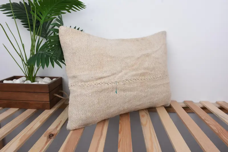Boho Pillow Sham Cover, Tribal Cushion, Pillow Sham, Throw Kilim Pillow, Luxury Pillow Sham, 16x24 Beige Cushion Case, Vintage Kilim Pillow - 4