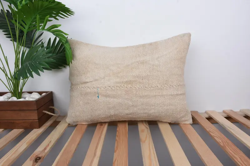 Boho Pillow Sham Cover, Tribal Cushion, Pillow Sham, Throw Kilim Pillow, Luxury Pillow Sham, 16x24 Beige Cushion Case, Vintage Kilim Pillow - 1