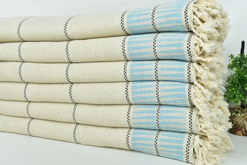104x96 Cotton Striped Towel, Valentine Day Gift For Her, Personalized Blanket, Bridal Shower Gift, Shower Curtain, Wedding Favors, Bridal Gifts - 3