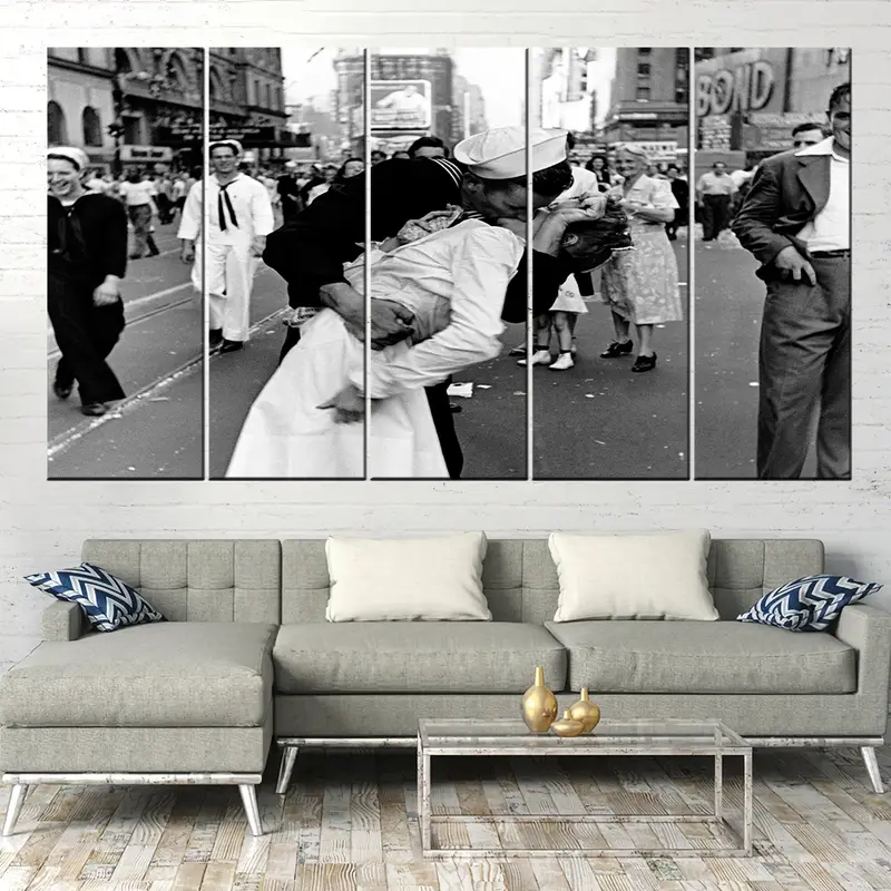 V-J Day in Times Square, V-J Day in Times Square Canvas, parejas besando lienzo, impresión de arte moderno, foto de premio ganador, besos de Times Square - 7