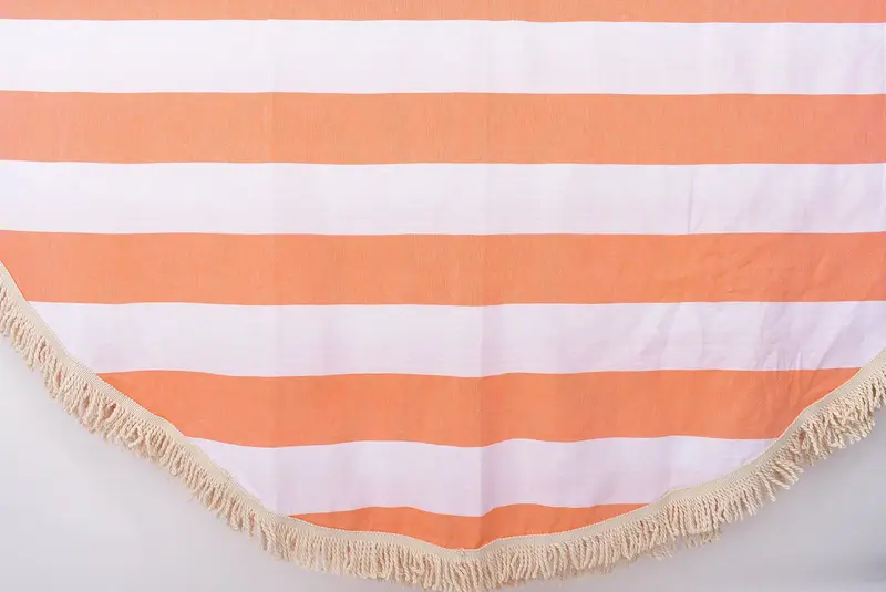 Wedding Shower Gift, Bridesmaid Gift, 64x64 Cotton Striped Round Towel, Handmade Turkish hammam towel, Lightweight towel, Bridesmaid Gift Towel - 1