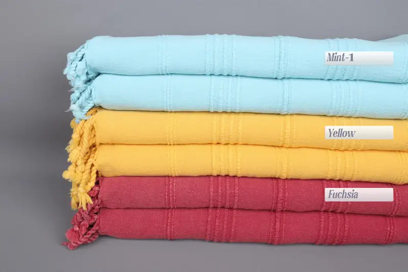 Striped Stonewashed Towel Organic Cotton Bath Towel Beige, 28x63