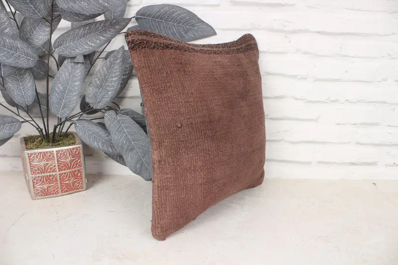 Cushion Cover, Vintage Pillow, Home Decor Pillow, Christmas Pillow, 14x14 Brown Pillow Cover, Tribal Pillow Cover, Boho Pillow Sham Cover - 3