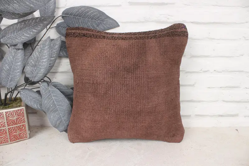 Cushion Cover, Vintage Pillow, Home Decor Pillow, Christmas Pillow, 14x14 Brown Pillow Cover, Tribal Pillow Cover, Boho Pillow Sham Cover - 1
