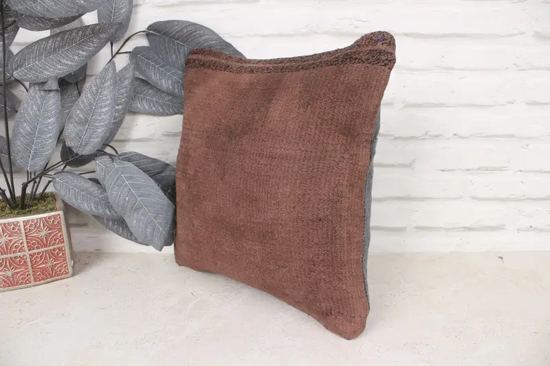 Cushion Cover, Vintage Pillow, Home Decor Pillow, Christmas Pillow, 14x14 Brown Pillow Cover, Tribal Pillow Cover, Boho Pillow Sham Cover - 4