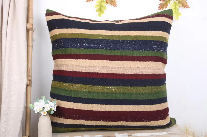 Handmade Kilim Cushion, 32x32 Green Cushion, Cushion, Couch Pillow, Ethnical Kilim Rug Pillow, Ethnic Throw Pillow Sham, Turkish Kilim Pillow - 2