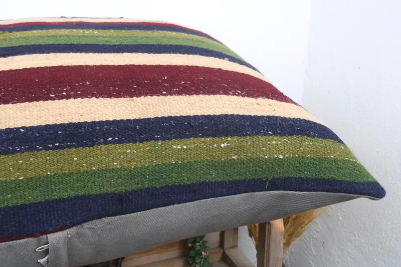 Handmade Kilim Cushion, 32x32 Green Cushion, Cushion, Couch Pillow, Ethnical Kilim Rug Pillow, Ethnic Throw Pillow Sham, Turkish Kilim Pillow - 6