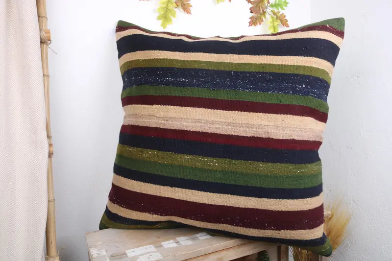 Handmade Kilim Cushion, 32x32 Green Cushion, Cushion, Couch Pillow, Ethnical Kilim Rug Pillow, Ethnic Throw Pillow Sham, Turkish Kilim Pillow - 4