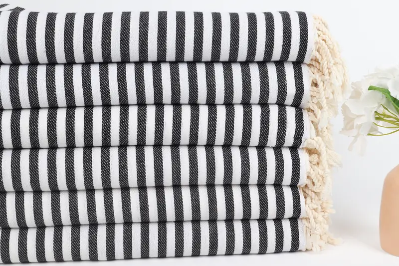 Holiday Towel, Bachelorette Beach Towel, Soft towel, 70x40 Cotton Striped Towel, Monogrammed Beach Towel, Boyfriend Christmas Gift, Summer Gift - 3