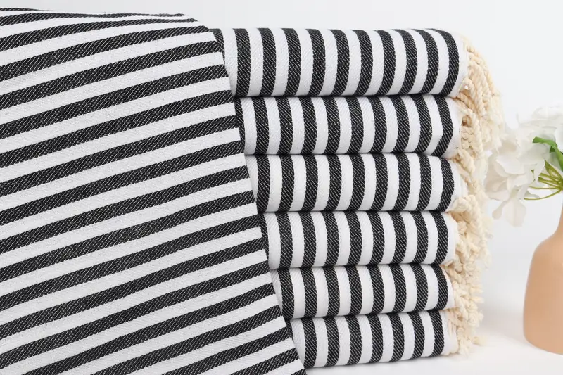 Holiday Towel, Bachelorette Beach Towel, Soft towel, 70x40 Cotton Striped Towel, Monogrammed Beach Towel, Boyfriend Christmas Gift, Summer Gift - 1