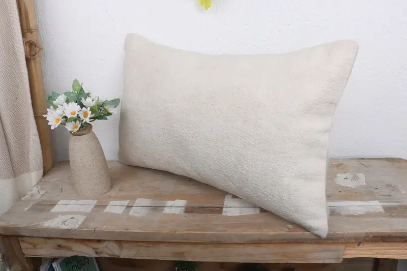 Interior Designer Pillow, Cushion Cover, Pillow for Sofa, 12x20 White Pillow Case, Decorative Throw Cushion, Ethnical Kilim Rug Pillow - 4