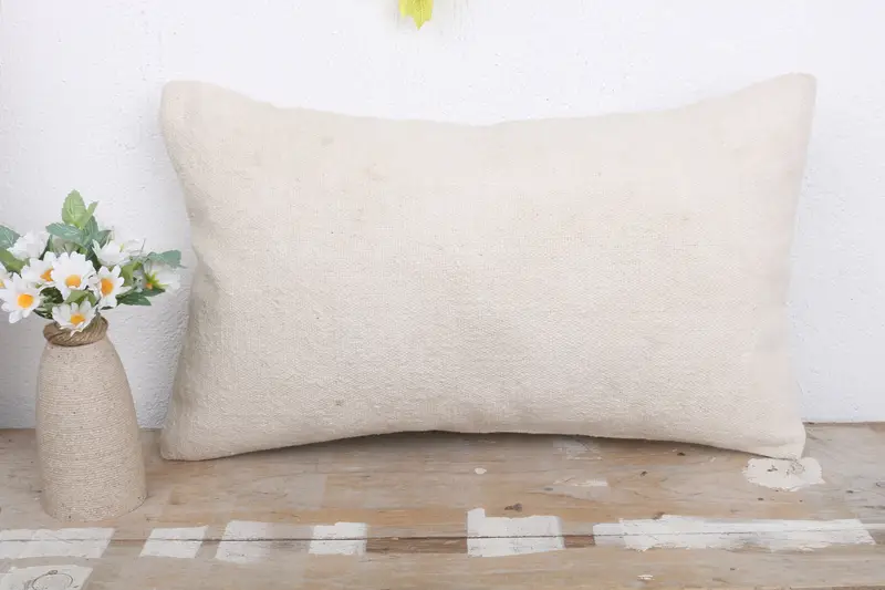 Interior Designer Pillow, Cushion Cover, Pillow for Sofa, 12x20 White Pillow Case, Decorative Throw Cushion, Ethnical Kilim Rug Pillow - 2