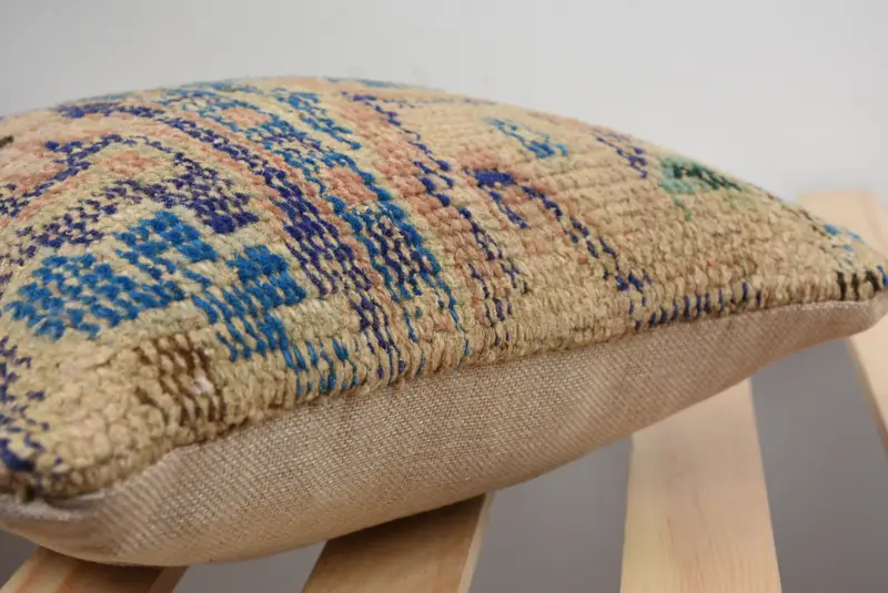 Vintage Kilim Pillow, 12x12 Beige Cushion, Aesthetic Cushion Cover, Gift Pillow, Pastel Pillow, Cushion Cover, Interior Designer Pillow - 5