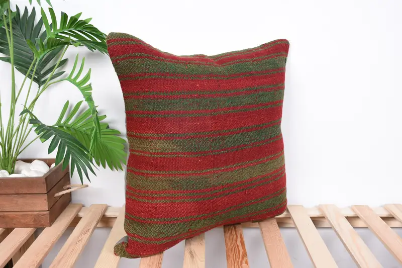 Cushion Cover, Vintage Kilim Throw Pillow, Turkish Kilim Pillow, 20x20 Red Pillow Cover, Nautical Throw Cushion Cover, Pillow for Couch - 4