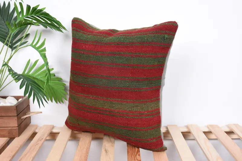 Cushion Cover, Vintage Kilim Throw Pillow, Turkish Kilim Pillow, 20x20 Red Pillow Cover, Nautical Throw Cushion Cover, Pillow for Couch - 5
