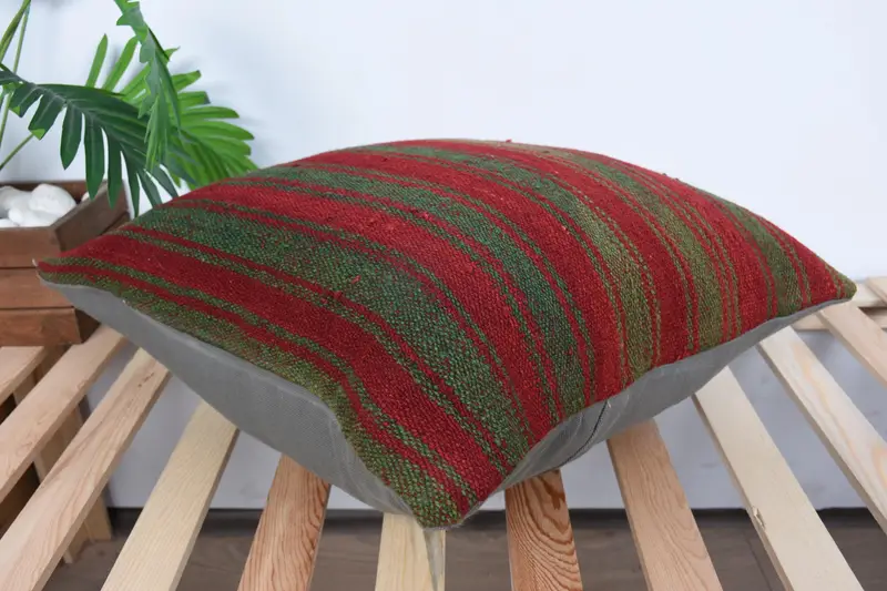 Cushion Cover, Vintage Kilim Throw Pillow, Turkish Kilim Pillow, 20x20 Red Pillow Cover, Nautical Throw Cushion Cover, Pillow for Couch - 6