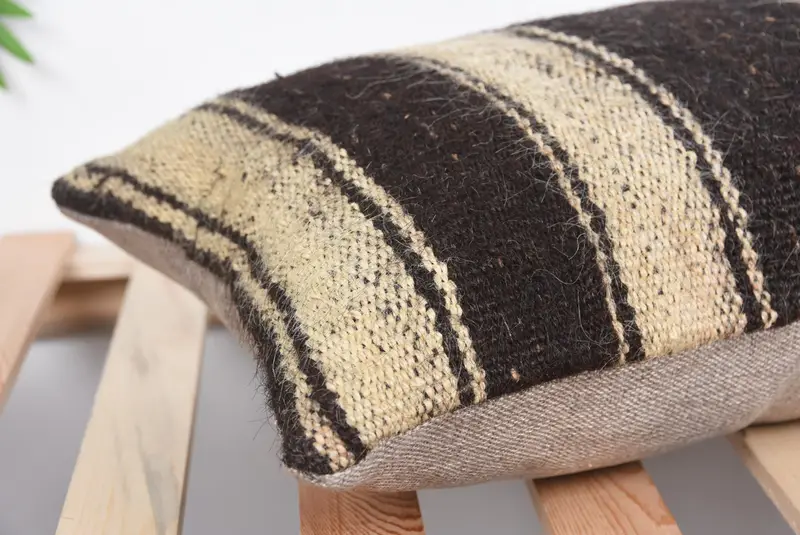Pillow, Comfy Throw Cushion, Handmade Kilim Cushion, Kilim Cushion Sham, Turkish Kilim Pillow, 12x36 Brown Pillow Cover - 6