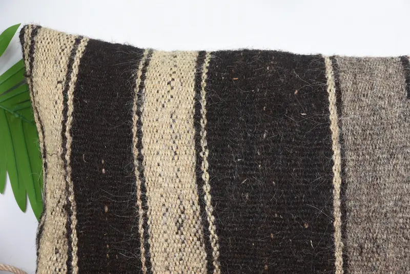 Pillow, Comfy Throw Cushion, Handmade Kilim Cushion, Kilim Cushion Sham, Turkish Kilim Pillow, 12x36 Brown Pillow Cover - 2