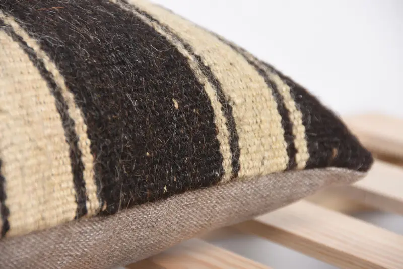Pillow, Comfy Throw Cushion, Handmade Kilim Cushion, Kilim Cushion Sham, Turkish Kilim Pillow, 12x36 Brown Pillow Cover - 7