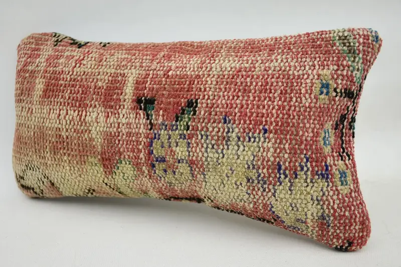 Pillow Case, Ethnic Pillow, 8x16 Red Pillow Sham, Handmade Kilim Cushion, Kilim Cushion Sham, Home Decor Pillow, Bolster Cushion - 3