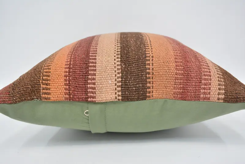 Interior Designer Pillow, Cotton Pillow, 14x14 Brown Pillow, Cushion, Pillow for Sofa, Colorful Pillow, Turkish Kilim Pillow - 5