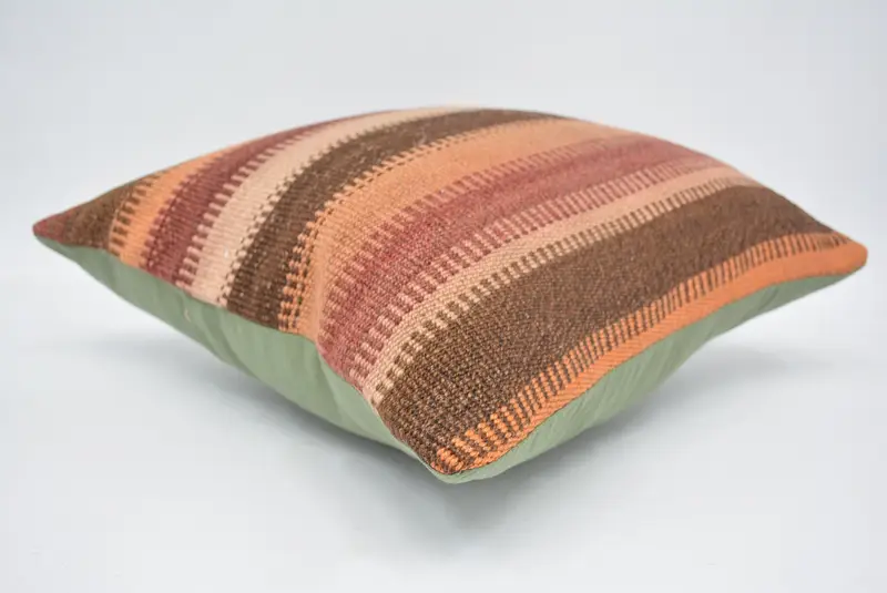 Interior Designer Pillow, Cotton Pillow, 14x14 Brown Pillow, Cushion, Pillow for Sofa, Colorful Pillow, Turkish Kilim Pillow - 6