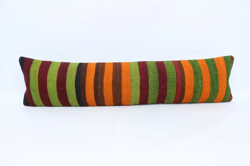 12x48 Green Cushion, Pillow, Vintage Kilim Throw Pillow, Boho Throw Pillow Case, Ethnic Throw Pillow, Ethnical Kilim Rug Pillow, Turkish Pillow - 1