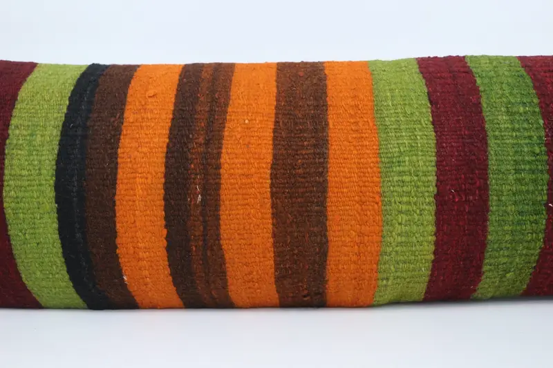 12x48 Green Cushion, Pillow, Vintage Kilim Throw Pillow, Boho Throw Pillow Case, Ethnic Throw Pillow, Ethnical Kilim Rug Pillow, Turkish Pillow - 2