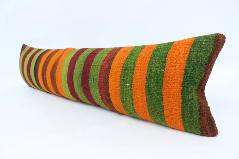 12x48 Green Cushion, Pillow, Vintage Kilim Throw Pillow, Boho Throw Pillow Case, Ethnic Throw Pillow, Ethnical Kilim Rug Pillow, Turkish Pillow - 4