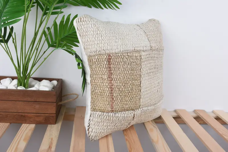 Garden Cushion Cover, Floor Cushion Cover, Kilim Pillow Cover, 16x16 White Pillow Case, Cushion, Home Decor Pillow, Vintage Pillow - 4