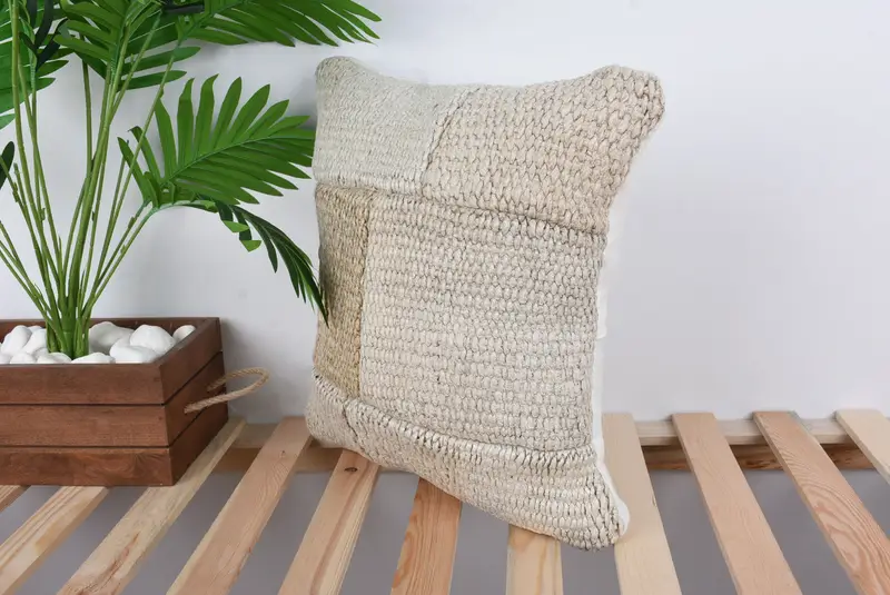 Garden Cushion Cover, Floor Cushion Cover, Kilim Pillow Cover, 16x16 White Pillow Case, Cushion, Home Decor Pillow, Vintage Pillow - 5