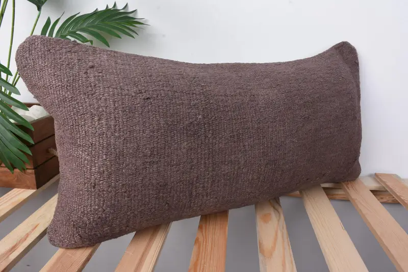 Ethnical Kilim Rug Pillow, Sustainable Pillow Cover, Pillow, Antique Pillows, 12x24 Brown Pillow Case, Chair Pillow, Vintage Kilim Pillow - 5