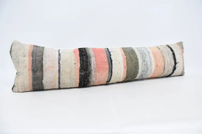 Kilim Cushion Sham, Car Cushion Case, Yoga Cushion, 12x48 White Pillow, Antique Pillows, Pillow Cover, Vintage Kilim Pillow - 3