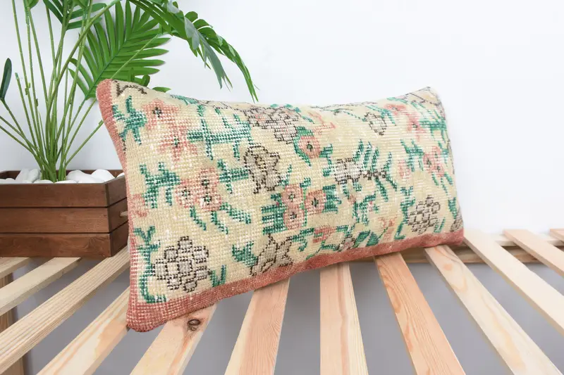 Chair Cushion Cover, Designer Throw Pillow Sham, Throw Kilim Pillow, 12x24 Beige Pillow Case, Boho Pillow, Vintage Kilim Pillow, Cushion - 4