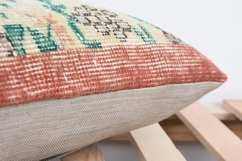 Chair Cushion Cover, Designer Throw Pillow Sham, Throw Kilim Pillow, 12x24 Beige Pillow Case, Boho Pillow, Vintage Kilim Pillow, Cushion - 7