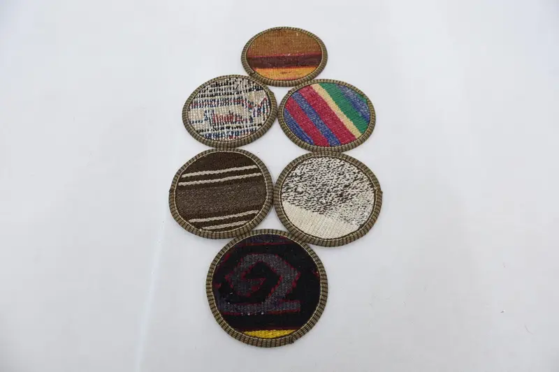 Brown and Yellow Striped Coasters, Durable and Stylish Coaster Set