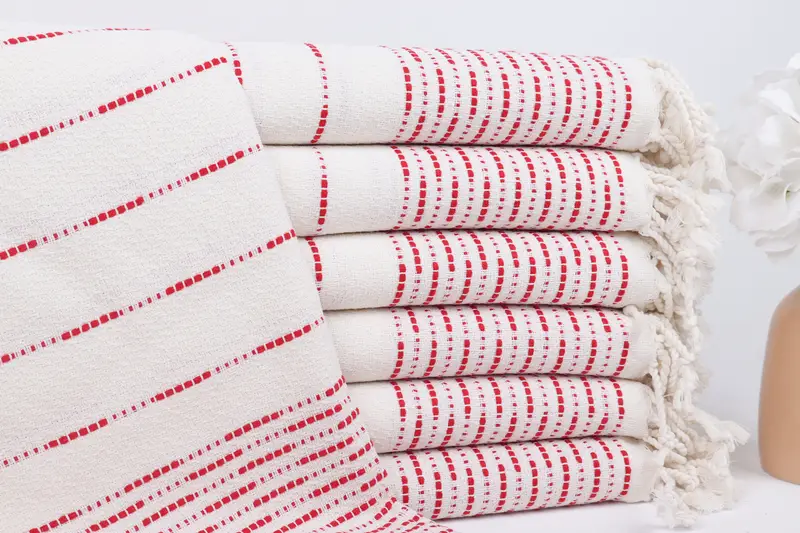 Personalized Turkish Beach Towel Red Stripes, 38x71 Inches