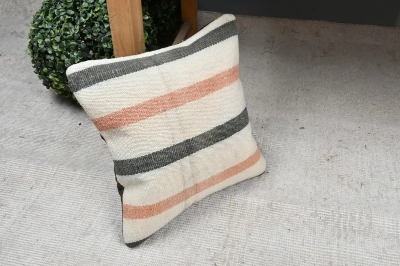 Aztec Cushion, Crochet Pattern Cushion Case, Cushion, Turkish Kilim Pillow, Throw Kilim Pillow, 12x12 Beige Cushion Cover, Kilim Cushion Sham - 7