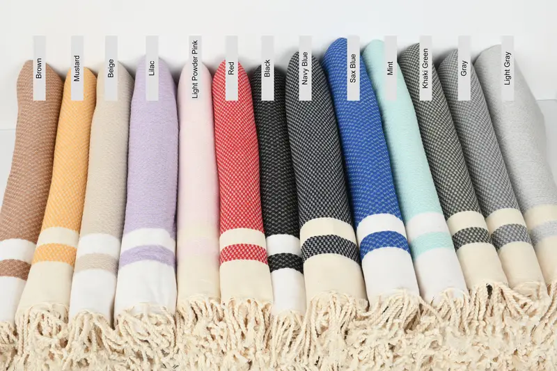 Striped Turkish Cotton Beach Towel Beige, Personalized, 40x71 Inches