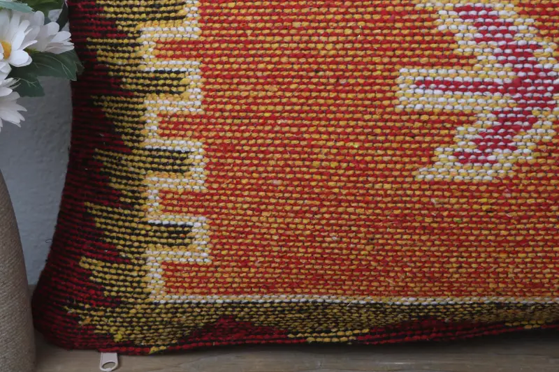 Kilim Pillow, Boho Chic Pillow Cover, Tribal Cushion Cover, Cushion, Throw Kilim Pillow, Kilim Cushion Sham, 12x24 Orange Pillow Sham - 3