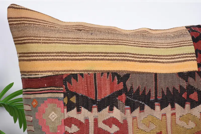Home Decor Pillow, Vintage Kilim Throw Pillow, Turkish Corner Pillow, 32x32 Red Pillow Sham, Bed Cushion Cover, Turkish Pillow, Pillow Cover - 2