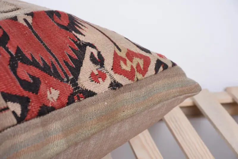 Home Decor Pillow, Vintage Kilim Throw Pillow, Turkish Corner Pillow, 32x32 Red Pillow Sham, Bed Cushion Cover, Turkish Pillow, Pillow Cover - 7
