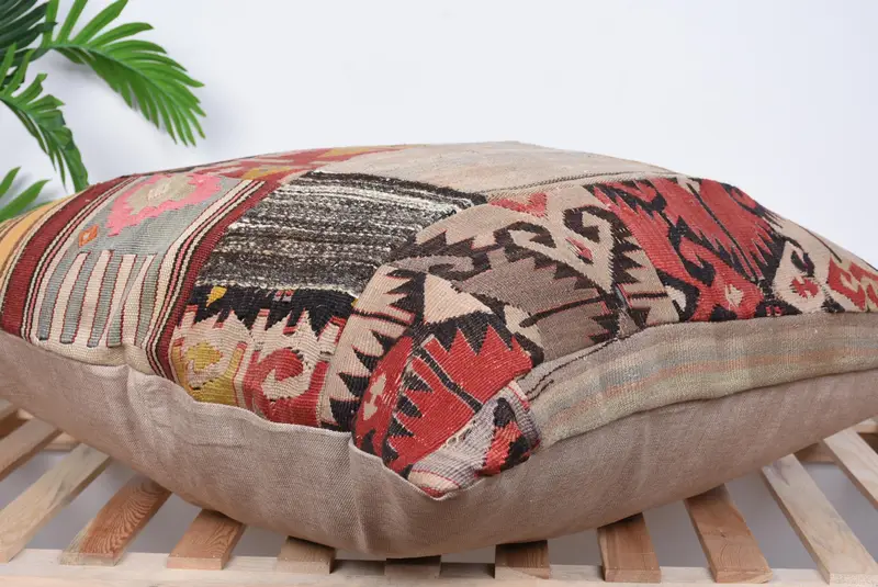 Home Decor Pillow, Vintage Kilim Throw Pillow, Turkish Corner Pillow, 32x32 Red Pillow Sham, Bed Cushion Cover, Turkish Pillow, Pillow Cover - 6