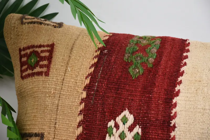 Vintage Kilim Throw Pillow, 16x48 Red Pillow, Outdoor Patio Pillow Sham, Antique Pillows, Kilim Pillow Cover, Cushion Case, Bright Pillow Cover - 2